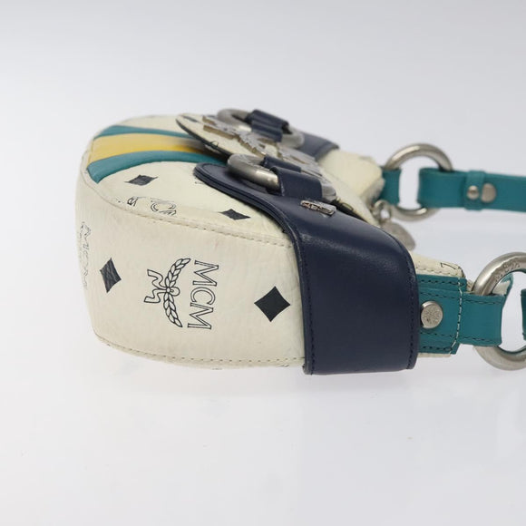 MCM Logogram Vicetos Shoulder Bag PVC Leather White Auth 116317
