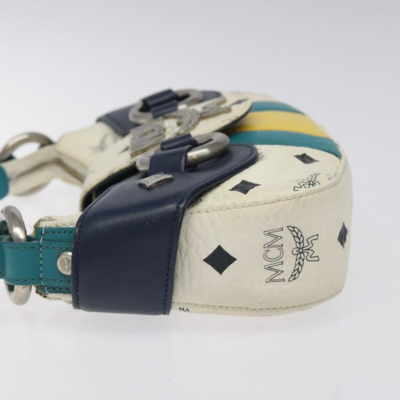 MCM Logogram Vicetos Shoulder Bag PVC Leather White Auth 116317