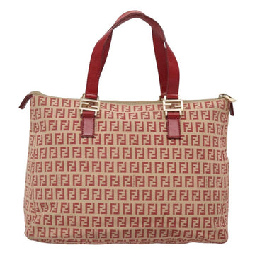 FENDI Zucchino Canvas Hand Bag Red Gold Auth 116319 - 0