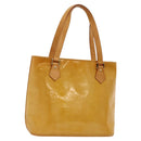 LOUIS VUITTON Monogram Vernis Houston Hand Bag Beige M91004 LV Auth 116324-1