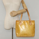 LOUIS VUITTON Monogram Vernis Houston Hand Bag Beige M91004 LV Auth 116324-23