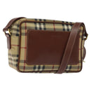 BURBERRY Nova Check Shoulder Bag PVC Beige Gold Auth 116326-1