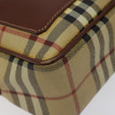 BURBERRY Nova Check Shoulder Bag PVC Beige Gold Auth 116326-14