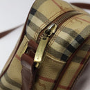 BURBERRY Nova Check Shoulder Bag PVC Beige Gold Auth 116326-10