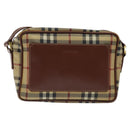 BURBERRY Nova Check Shoulder Bag PVC Beige Gold Auth 116326-13