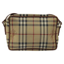 BURBERRY Nova Check Shoulder Bag PVC Beige Gold Auth 116326-2
