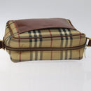 BURBERRY Nova Check Shoulder Bag PVC Beige Gold Auth 116326-6