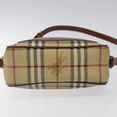 BURBERRY Nova Check Shoulder Bag PVC Beige Gold Auth 116326-5
