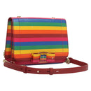 Salvatore Ferragamo Vala Chain Shoulder Bag Leather Gold Rainbow Auth 116333-1