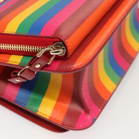 Salvatore Ferragamo Vala Chain Shoulder Bag Leather Gold Rainbow Auth 116333