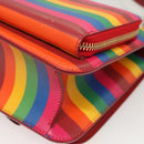 Salvatore Ferragamo Vala Chain Shoulder Bag Leather Gold Rainbow Auth 116333-8