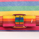 Salvatore Ferragamo Vala Chain Shoulder Bag Leather Gold Rainbow Auth 116333-9
