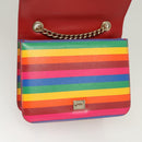 Salvatore Ferragamo Vala Chain Shoulder Bag Leather Gold Rainbow Auth 116333-18
