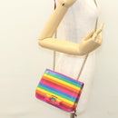 Salvatore Ferragamo Vala Chain Shoulder Bag Leather Gold Rainbow Auth 116333-25