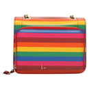 Salvatore Ferragamo Vala Chain Shoulder Bag Leather Gold Rainbow Auth 116333-2