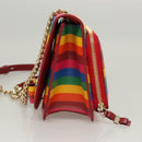 Salvatore Ferragamo Vala Chain Shoulder Bag Leather Gold Rainbow Auth 116333-3