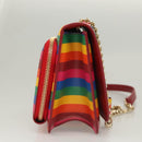 Salvatore Ferragamo Vala Chain Shoulder Bag Leather Gold Rainbow Auth 116333-4