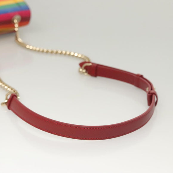Salvatore Ferragamo Vala Chain Shoulder Bag Leather Gold Rainbow Auth 116333