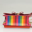 Salvatore Ferragamo Vala Chain Shoulder Bag Leather Gold Rainbow Auth 116333-5