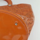 CHANEL Hand Bag Patent leather Orange CC Auth 116336-11