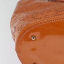 CHANEL Hand Bag Patent leather Orange CC Auth 116336-12