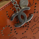 CHANEL Hand Bag Patent leather Orange CC Auth 116336-14