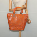 CHANEL Hand Bag Patent leather Orange CC Auth 116336-22