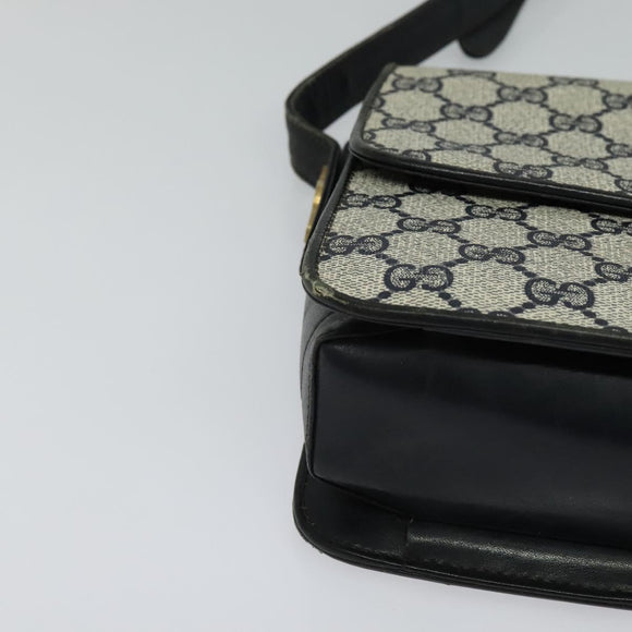 GUCCI GG Supreme Sherry Line Shoulder Bag PVC Navy Gold Red Auth 116337