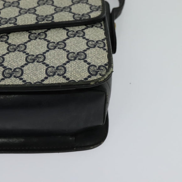 GUCCI GG Supreme Sherry Line Shoulder Bag PVC Navy Gold Red Auth 116337