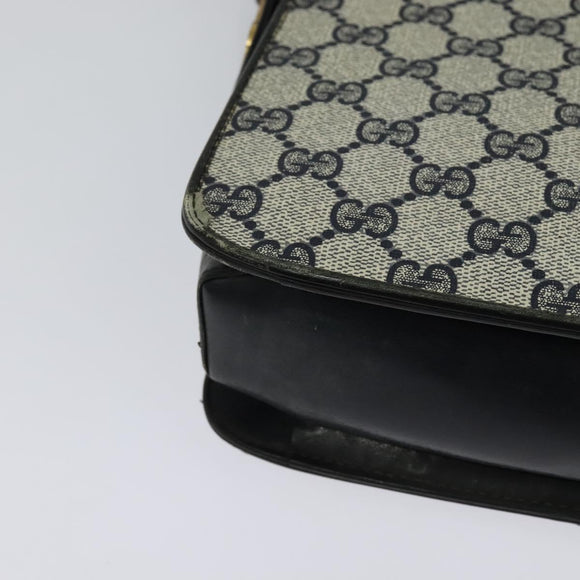 GUCCI GG Supreme Sherry Line Shoulder Bag PVC Navy Gold Red Auth 116337