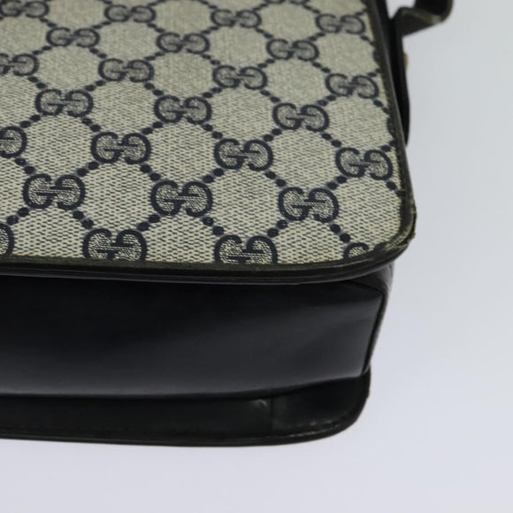 GUCCI GG Supreme Sherry Line Shoulder Bag PVC Navy Gold Red Auth 116337