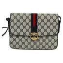 GUCCI GG Supreme Sherry Line Shoulder Bag PVC Navy Gold Red Auth 116337-13