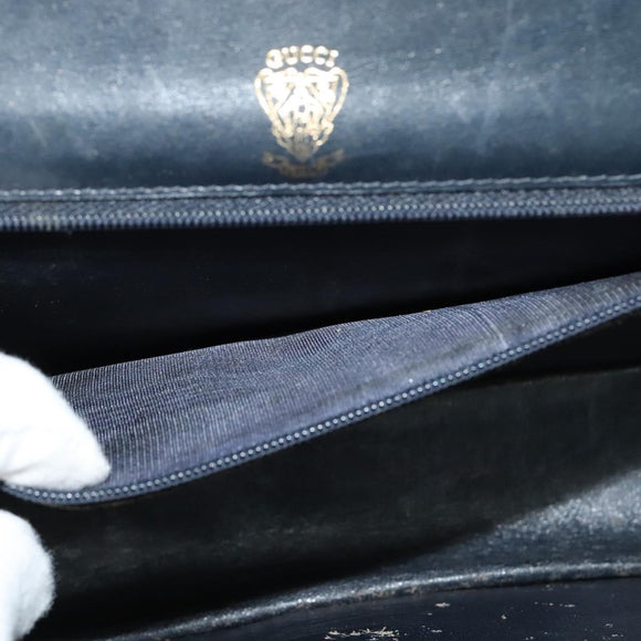 GUCCI GG Supreme Sherry Line Shoulder Bag PVC Navy Gold Red Auth 116337