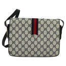 GUCCI GG Supreme Sherry Line Shoulder Bag PVC Navy Gold Red Auth 116337-2