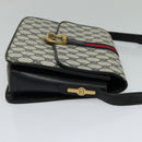 GUCCI GG Supreme Sherry Line Shoulder Bag PVC Navy Gold Red Auth 116337-4