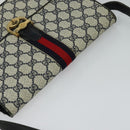 GUCCI GG Supreme Sherry Line Shoulder Bag PVC Navy Gold Red Auth 116337-6