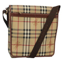 BURBERRY Nova Check Shoulder Bag PVC Leather Beige Auth 116339-1