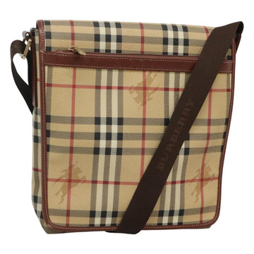 BURBERRY Nova Check Shoulder Bag PVC Leather Beige Auth 116339