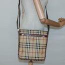 BURBERRY Nova Check Shoulder Bag PVC Leather Beige Auth 116339-22