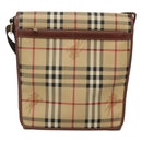 BURBERRY Nova Check Shoulder Bag PVC Leather Beige Auth 116339-13