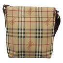 BURBERRY Nova Check Shoulder Bag PVC Leather Beige Auth 116339-2