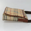 BURBERRY Nova Check Shoulder Bag PVC Leather Beige Auth 116339-3