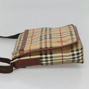 BURBERRY Nova Check Shoulder Bag PVC Leather Beige Auth 116339-4