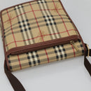 BURBERRY Nova Check Shoulder Bag PVC Leather Beige Auth 116339-6