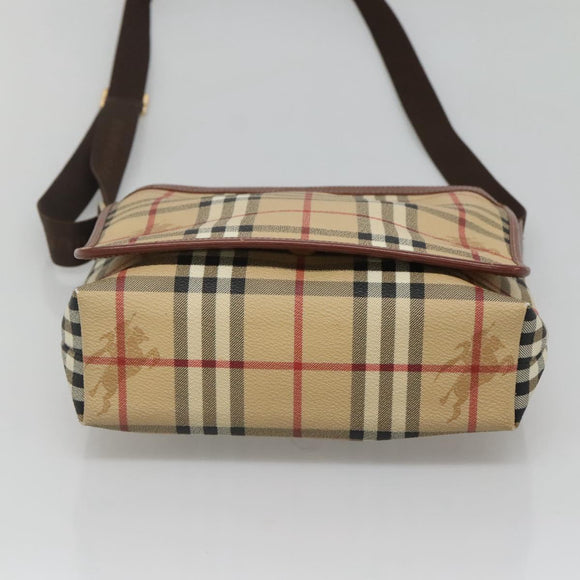 BURBERRY Nova Check Shoulder Bag PVC Leather Beige Auth 116339