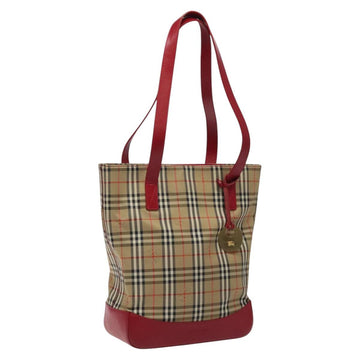 Burberrys Nova Check Tote Bag Canvas Beige Gold Auth 116349