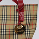 Burberrys Nova Check Tote Bag Canvas Beige Gold Auth 116349-14