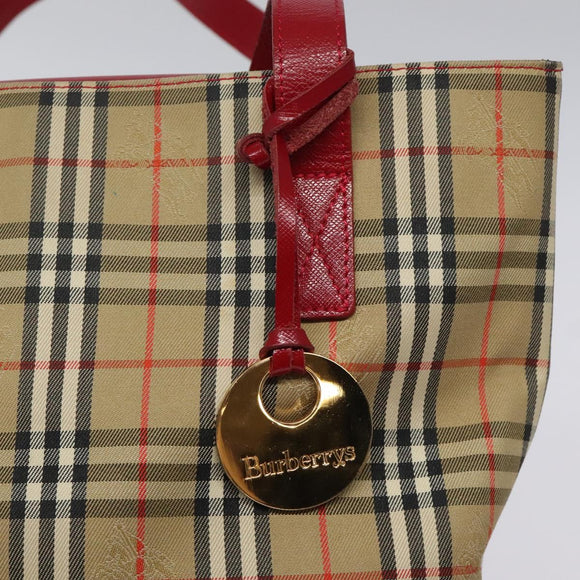 Burberrys Nova Check Tote Bag Canvas Beige Gold Auth 116349