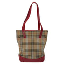 Burberrys Nova Check Tote Bag Canvas Beige Gold Auth 116349-3