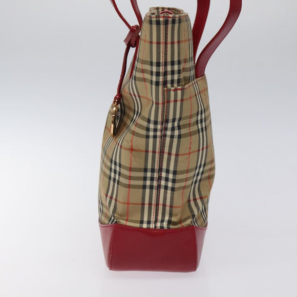 Burberrys Nova Check Tote Bag Canvas Beige Gold Auth 116349